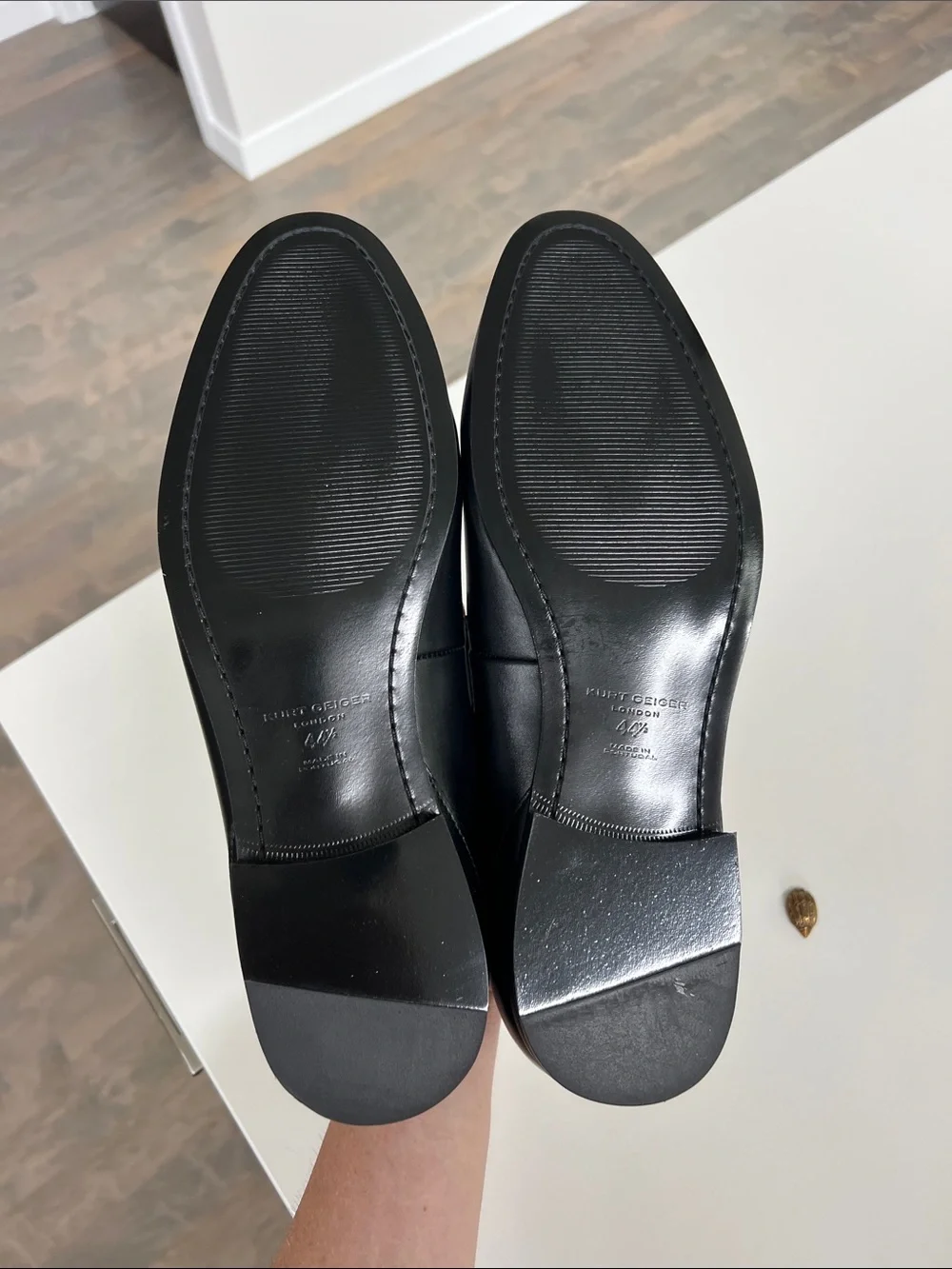 Kurt Geiger london alistair bit black leather loafers men’s size 10.5 broken